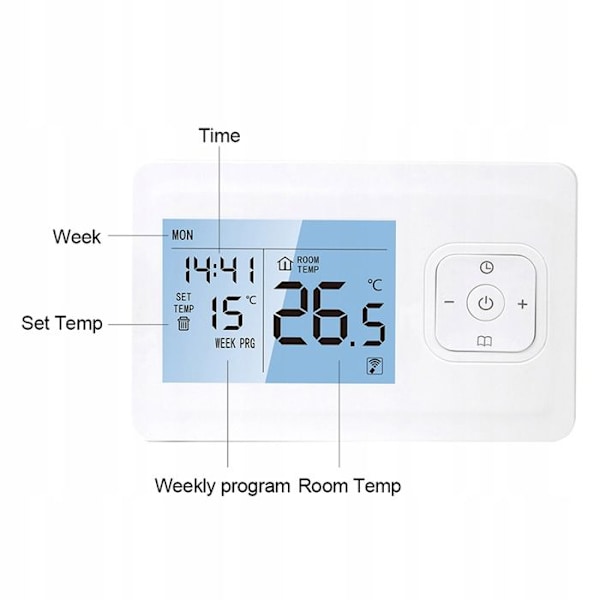 Thermostat Wi-Fi og RF - ARHATREYA - Hvid - Programmérbar - Stemmefunktion