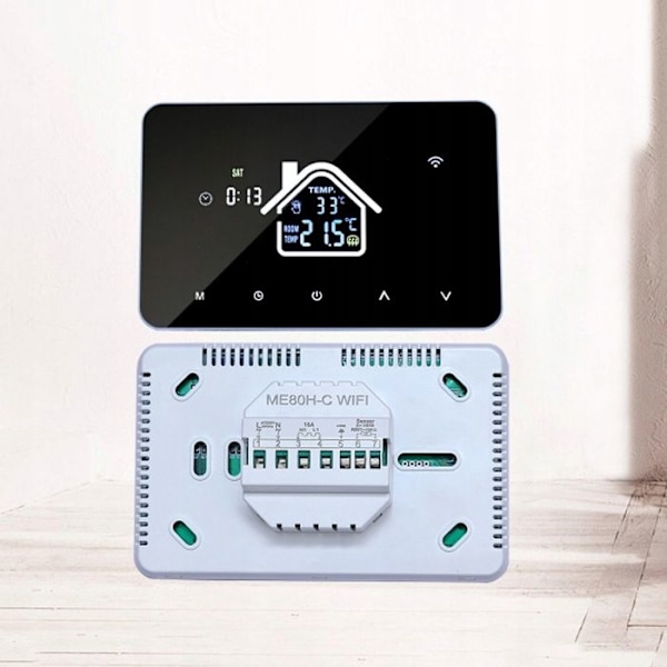 Intelligent Wi-Fi-termostat - ARHATREYA - Vandret gulvvarme - Alexa & Google Home - Sort
