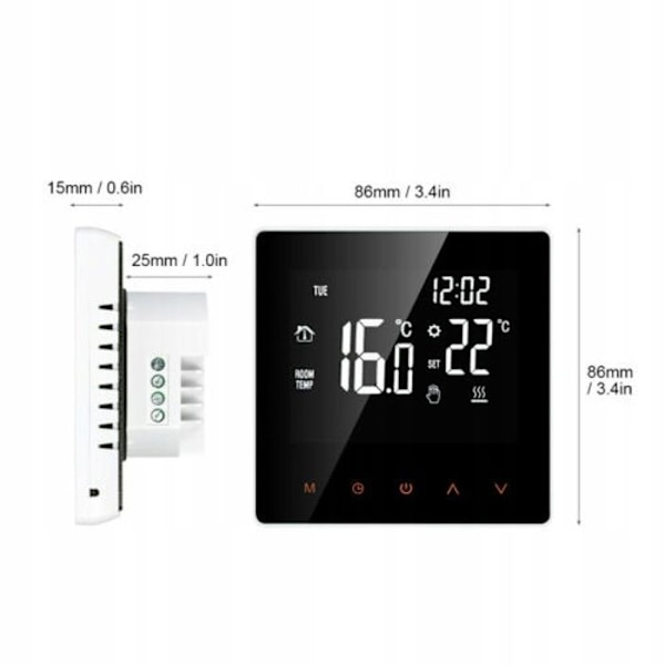 Elektrisk Termostat - ARHATREYA - WiFi - LCD-Touchscreen - Programmabel - Pakke med 10