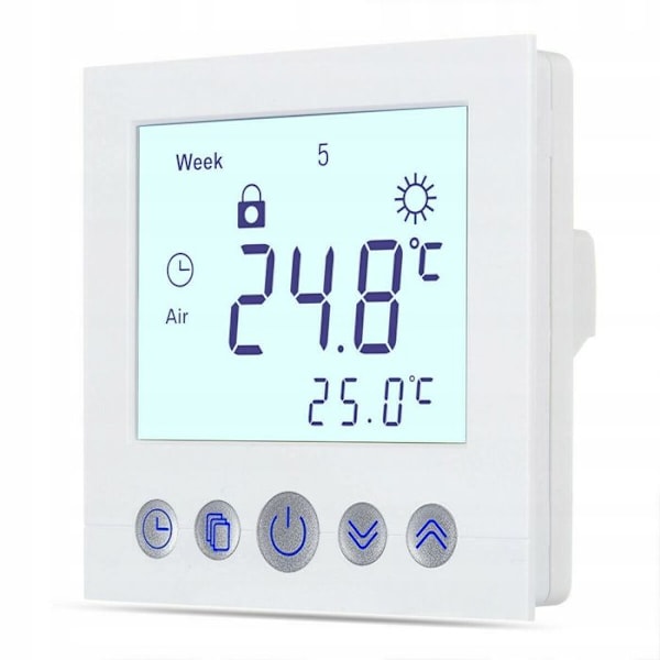 Programmerbart Termostat - ARHATREYA - C16.H3 - Hvid LCD-skærm - 16A - Brandsikker