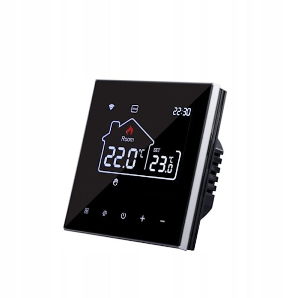 Termostat WiFi LCD - ARHATREYA - Gulvvarme - Stemmestyring - Programmérbar - Sort