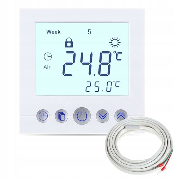 Programmerbar Termostat - ARHATREYA - C16.H3 - Vit LCD Vit - Elektrisk Uppvärmning