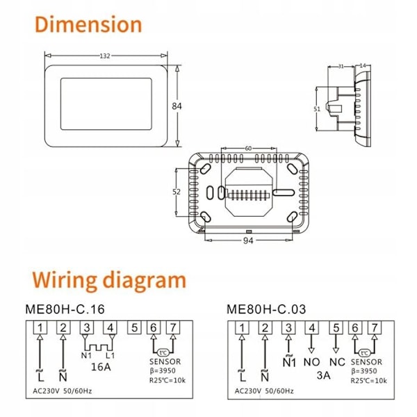 Intelligent Wi-Fi Termostat - ARHATREYA - 16A - Stemmekontrol - Vejrudsigt