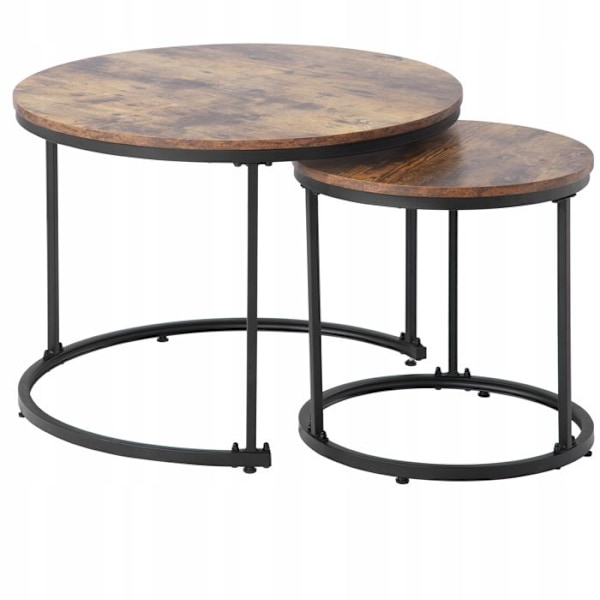 Rund Kaffebord - ARHATREYA - Sæt af 2 - MDF - Brun - Moderne Design