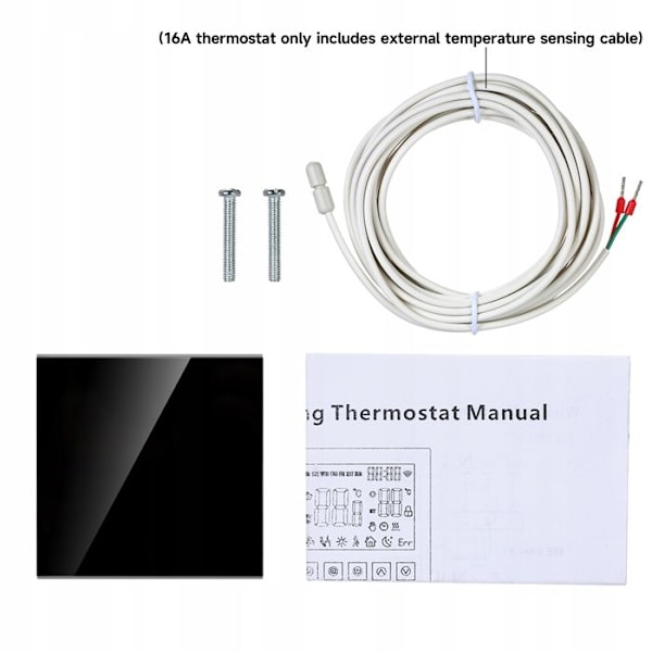 Termostat WiFi - ARHATREYA - Tuya - Elektrisk Gulvvarme - 16A - Sort