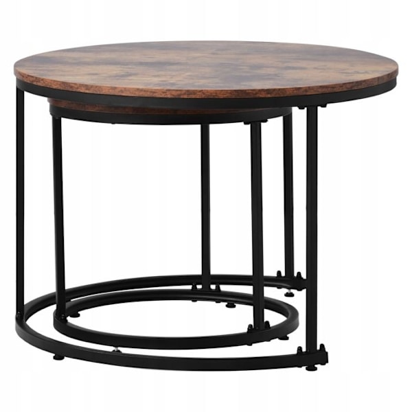 Rund Kaffebord - ARHATREYA - Sæt af 2 - MDF - Brun - Moderne Design
