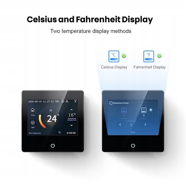 Termostat Wi-Fi Intelligent - ARHATREYA - LED Pekskärm - Röstkontroll - Programmerbar