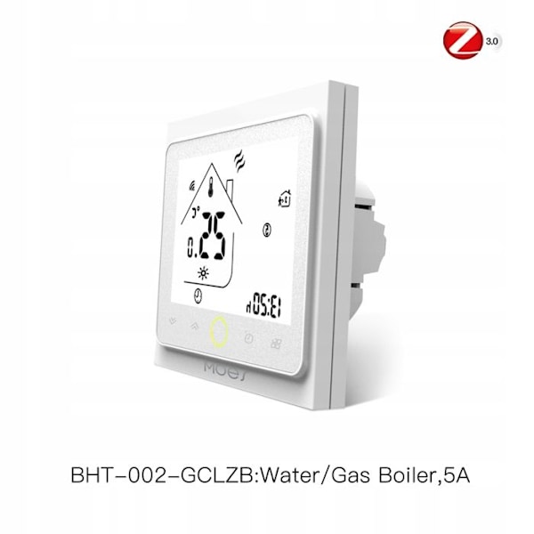 Termostat - MOES - Zigbee Tuya - Vatten/Gas Vara - Programmerbar - Vit