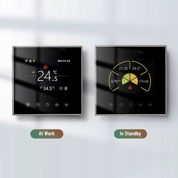 Termostat WiFi - ARHATREYA - BHT-2002 GALW - Golvvärme - Programmerbar - Svart/Vit