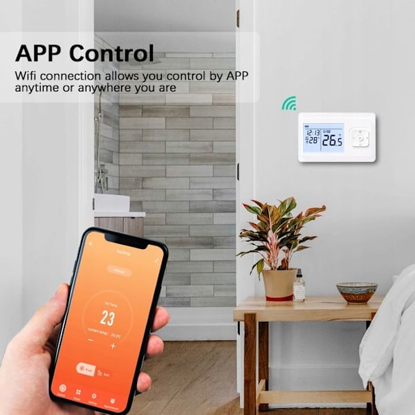Thermostat Wi-Fi og RF - ARHATREYA - Hvid - Programmérbar - Stemmefunktion
