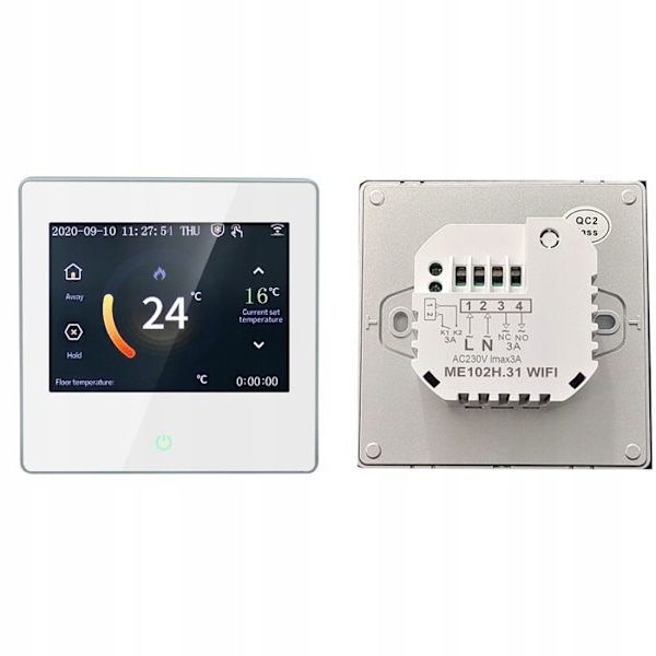 Termostat Wi-Fi - ARHATREYA - LED Touchscreen - Stemmeste Kontrol - Hvid