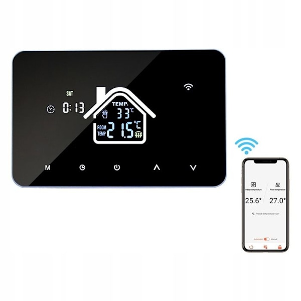 Intelligent Wi-Fi-termostat - ARHATREYA - Vandret gulvvarme - Alexa & Google Home - Sort