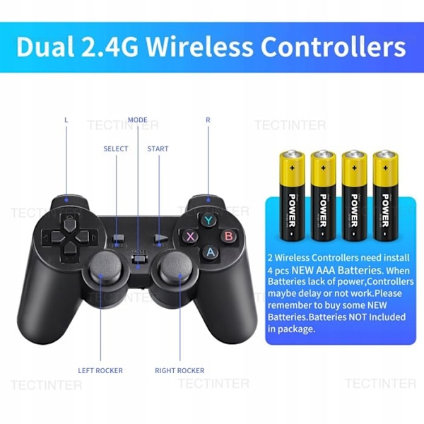 Videospilkonsol - ORIGINAL - M8 - 128 GB - 20.000 retrospil - Dobbelt trådløs controller