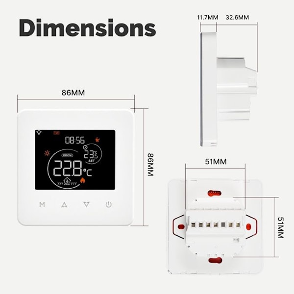 Intelligent Termostat - MOES - Tuya WiFi - Värme Gas Vatten - Alexa & Google Assistent