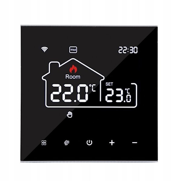 Termostat WiFi - ARHATREYA - 16A - Röststyrning - Veckoprogrammering - Svart