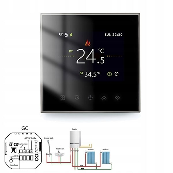 Thermostatti WiFi - ARHATREYA - BHT-2002 GCLW - Ohjelmoitava - Musta