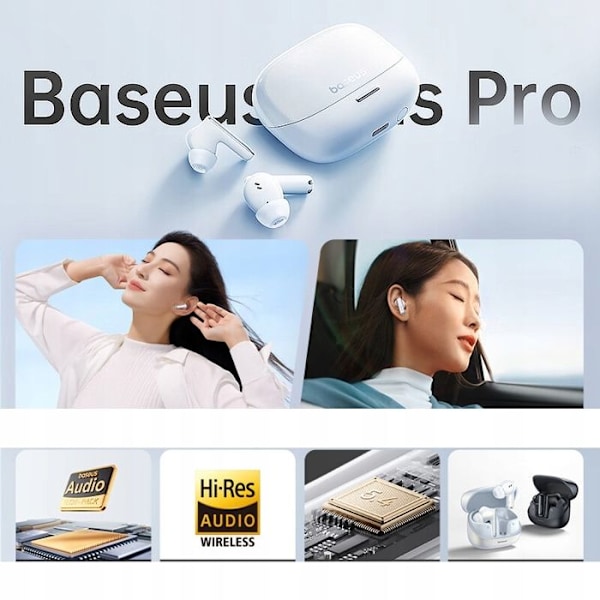 Trådlösa Hörlurar - Baseus - M2S Pro - Bullerdämpning 52 dB - Batteritid 35h - Bluetooth 5.4
