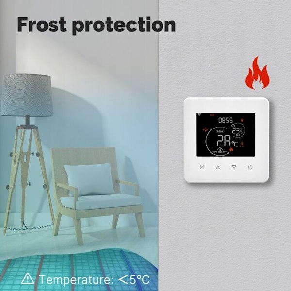 Intelligent Termostat - MOES - Tuya WiFi - Elektrisk Golvvärme - 16A - Röststyrning