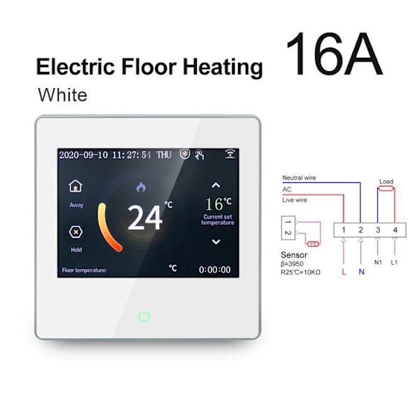 Intelligent Wi-Fi Termostat - ARHATREYA - LED Touchscreen - Stemmestyring - Programmérbar