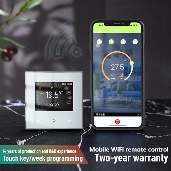 Thermostat WiFi - ARHATREYA - Gulvvarme - Programérbar - Sort