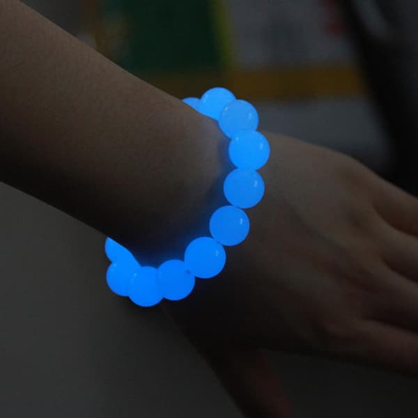 Luminous Solar Stone Beads, Luminous Round Beads with Hole - Phosphorescent Material Natural Light Charging Glass Beads, Soft