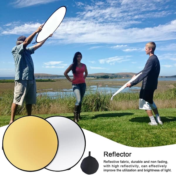 Photo Light Reflector - Portable Foldable Diffuser with Bag - Circular Light Disc, Multi-layer Protection for Live Streaming[DB] 80CM
