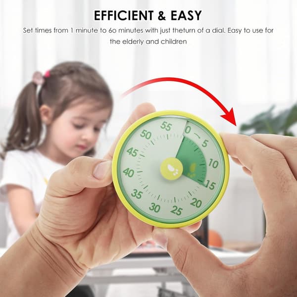 Visuell Timer 60 Minutter, Mekanisk Visuell Timer med Magnetisk Bakside og Stativ, Batteri Ikke Nødvendig, for Klasserom og Ba