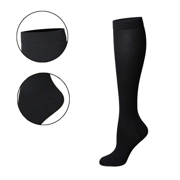 3 par kompresjonsstrømper, pustende nylonstrømper for løping, voksne, svart, hudfarge, grå, L XL