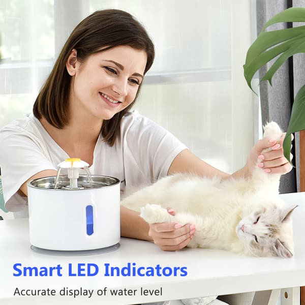 Automatisk vandfontæne til kæledyr med LED-lys til katte, hunde og flere kæledyr