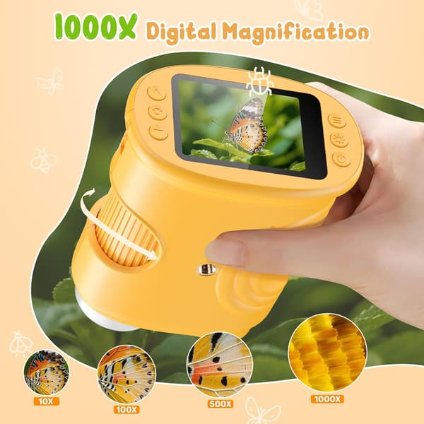 Microscope - 1000x Digital Handheld Microscope for Kids - Portable Mini Microscope