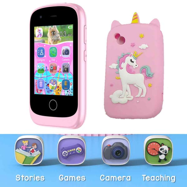 Interactive Toy Phone for Toddlers, Over 200 Puzzle Games with Powerful Multimedia Functions and Dual Camera Recording, Smart Learning Device with Music