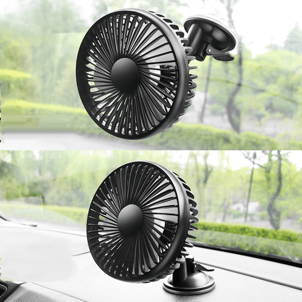 12V24v Køleskab til bil USB Elektrisk ventilator Bil-(Sort) Dobbelt ventilator Bil Genopladelig (Et stykke)