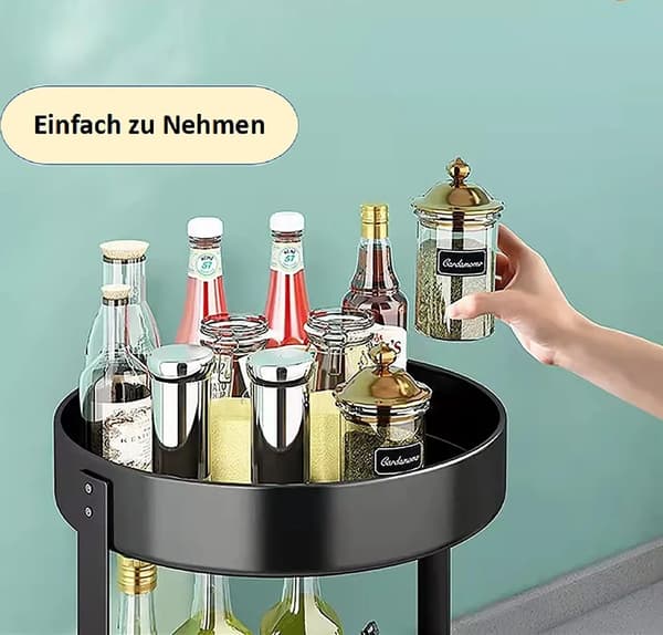 Spice Rack, Stainless Steel Kitchen Rack 360° Rotating, Multifunctional Storage Shelf for Storing Spices, Cosmetics, Snacks and More-FF-
