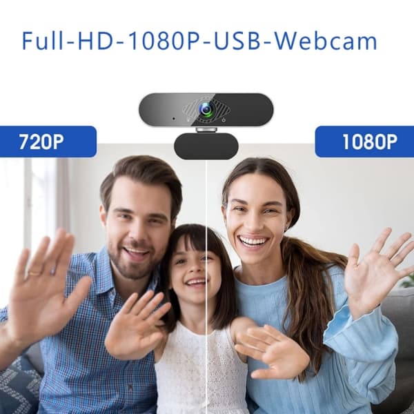 1080P Webcam med mikrofon - Sort - 1080P