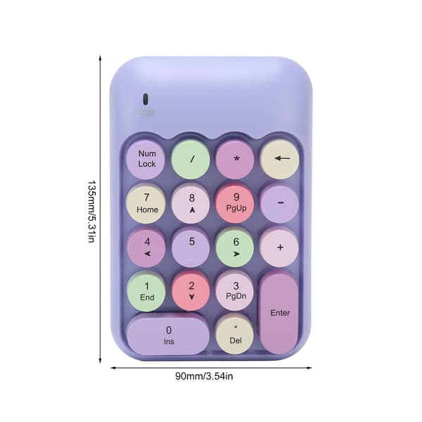 Trådløst Retro Numerisk Tastatur Mini 18 Taster til Bærbar Computer Lilla