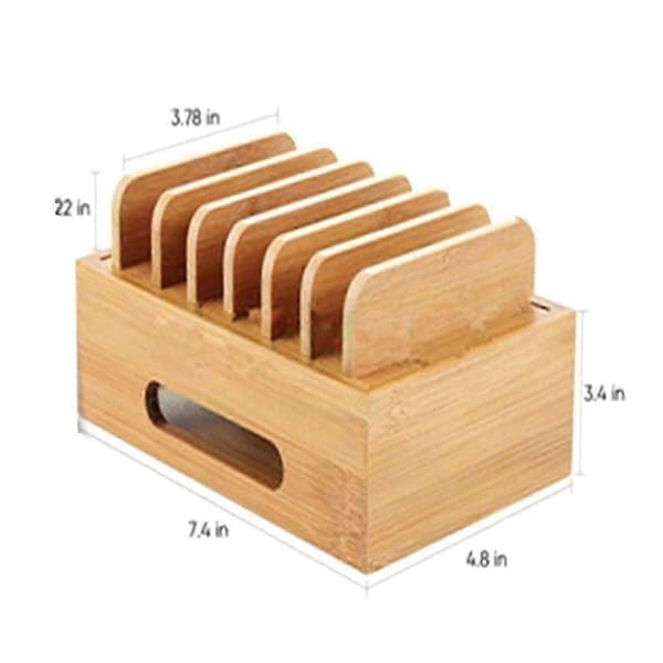 Bamboo Charging Station Compatible with Multiple Devices - Wooden Docking Stand for Mobile Phones and Tablets
