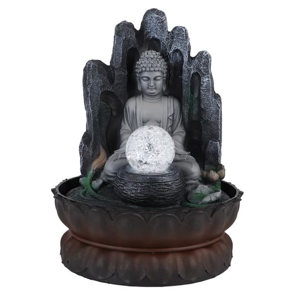 Buddha Resin Desktop Fountain Decor with LED Light EU Plug 220V