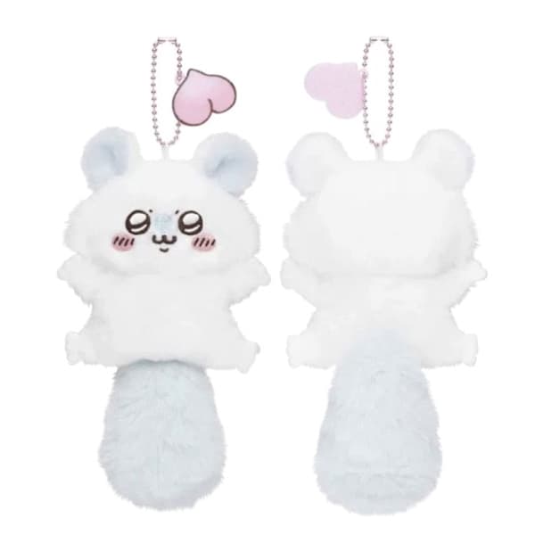 16 cm Chiikawa Flying Mouse Plush Bookbag Pendant Keychain White