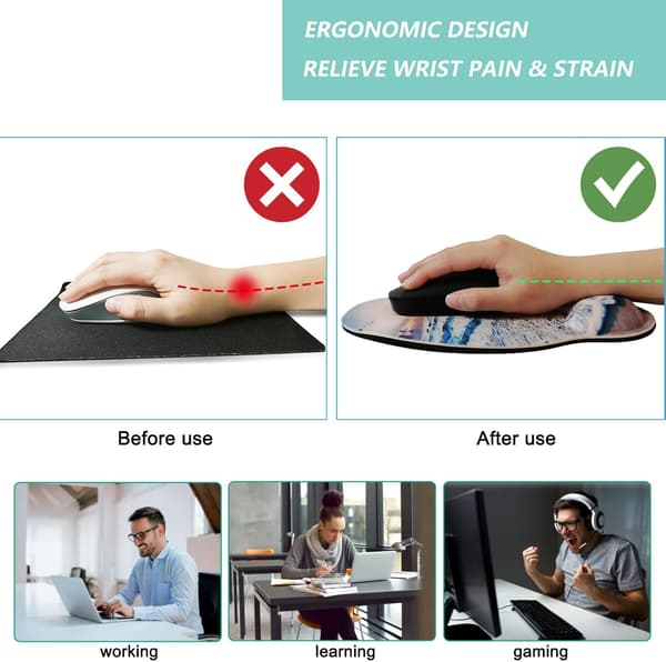 Mouse Pad with Wrist Rest, Ergonomic Mouse Pad with Memory Foam Wrist Support, Non-Slip Rubber Base Gaming Mouse Pad for Home
