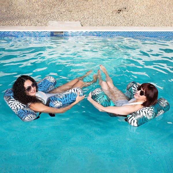 Inflatable Pool Float Chair, Water Hammock with Foot Pump, Adult Pool Float Seat for Relaxation E E