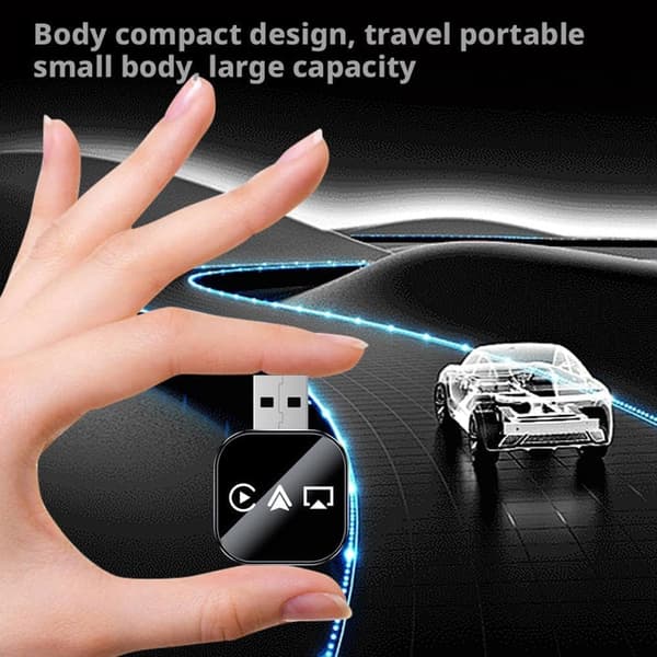 2026 opgraderet 3-i-1 trådløs CarPlay-adapter, understøtter dobbelt 2.4/5GHz WiFi og Bluetooth 5.0 automatisk forbindelse (til iPhone) Sølv Silver Apple