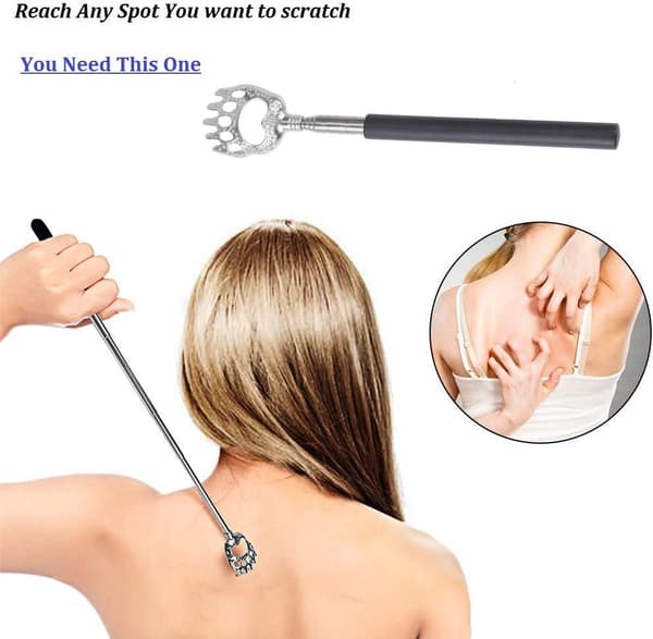 2 Pieces Back Scratcher, Bear Claw Back Scratcher Extendable Metal Retractable Telescopic Handle
