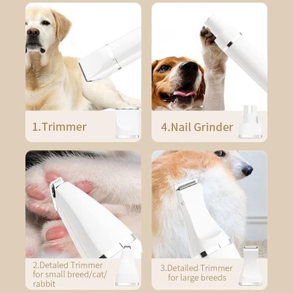 High-Quality Dog Clippers for Thick Fur - Quiet Operation, Includes 7 Accessories and Diamond-Coated Nail File Green green white