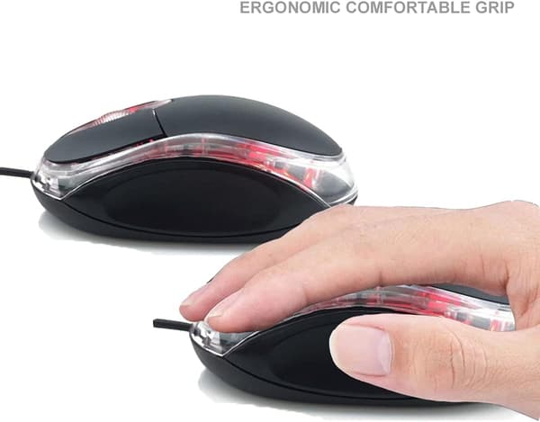 Retractable Cord Genius, Silent Wired Mouse with High-Resolution Optical Tracking for Seamless Use