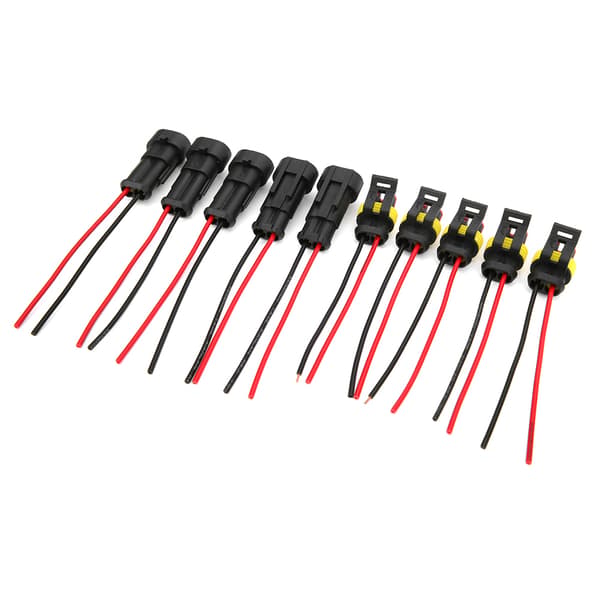5 Set 1/2/3 Pin Waterproof Electrical Car Connector with Wire Cable 2P