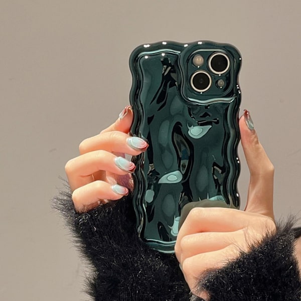 2025 Latest Model Compatible with iPhone Case, 3D Meteorite Bubble Pattern Electroplating Glitter Wavy Frame, Soft TPU Shockproof Dark G