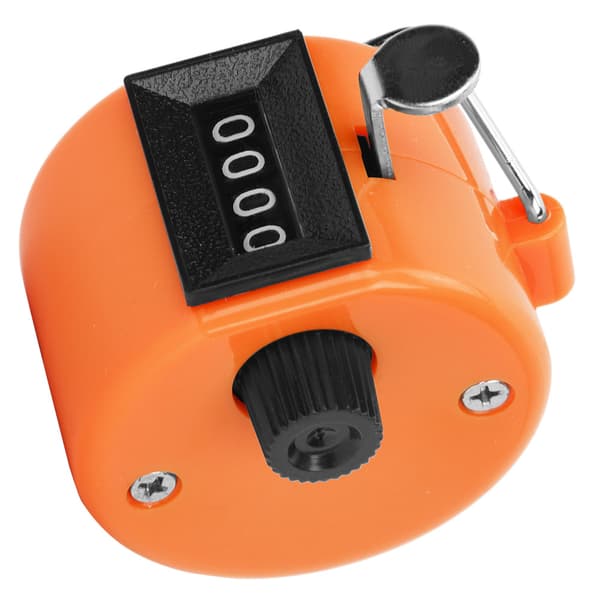 BERM Hand Counter 4-Digit Plastic Knob Reset Handheld Counting Tool with Hook Orange