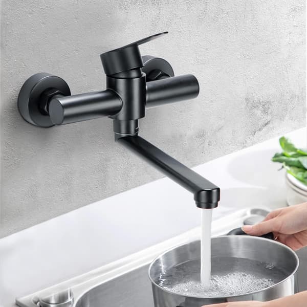 Elegant Kitchen Faucet, Spray Gun with Brass Cast Body, Ceramic Core Valve for Reliable Performance, Space-Saving Wall-Mounted Design, for