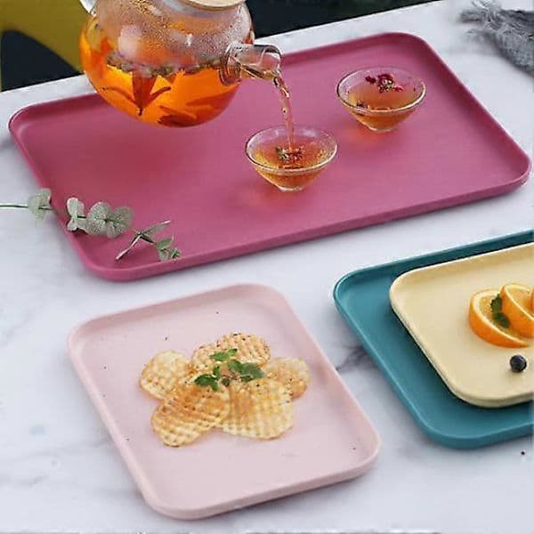 Multifunctional Large Plastic Serving Tray, Practical Food Grade Storage Tray, Home Light Green L