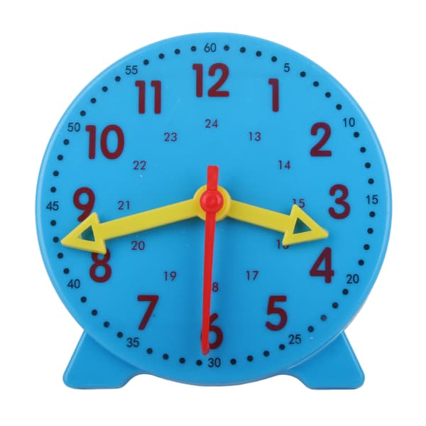 Clock Teaching Aid Learning Model Toy Students Kids Cognitive Time Tool 3 Pointer Linkage 24 Hour System 10cm Blue